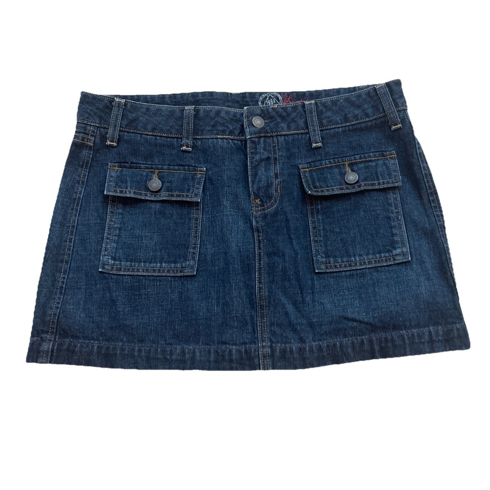 Gap 1969 Denim Mini Skirt Limited Edition Size 12 Dark Wash Button Pockets